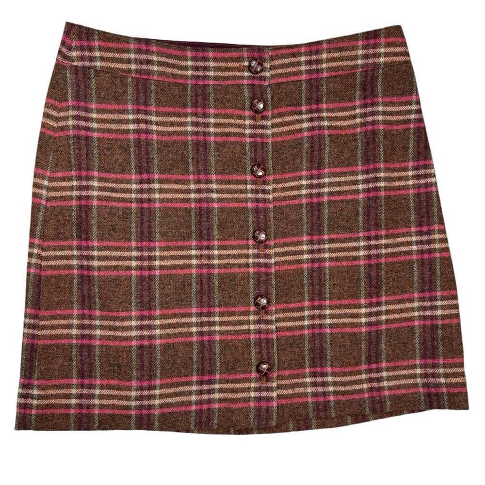 Talbots New Talbots Plaid Wool Blend Front Button Closure Skirt Siz Size 38" / US 16 / IT 52 - 2 Thumbnail