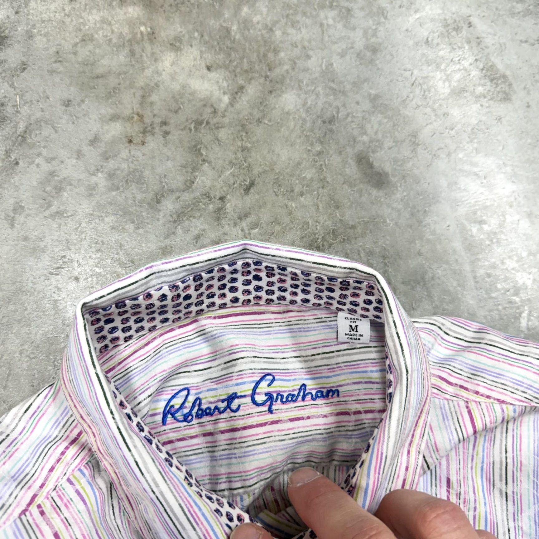 Robert Graham Robert Graham Shirt Mens Medium White Stripe Long Sleeve Button Up Contrast Cuff Size US M / EU 48-50 / 2 - 5 Thumbnail