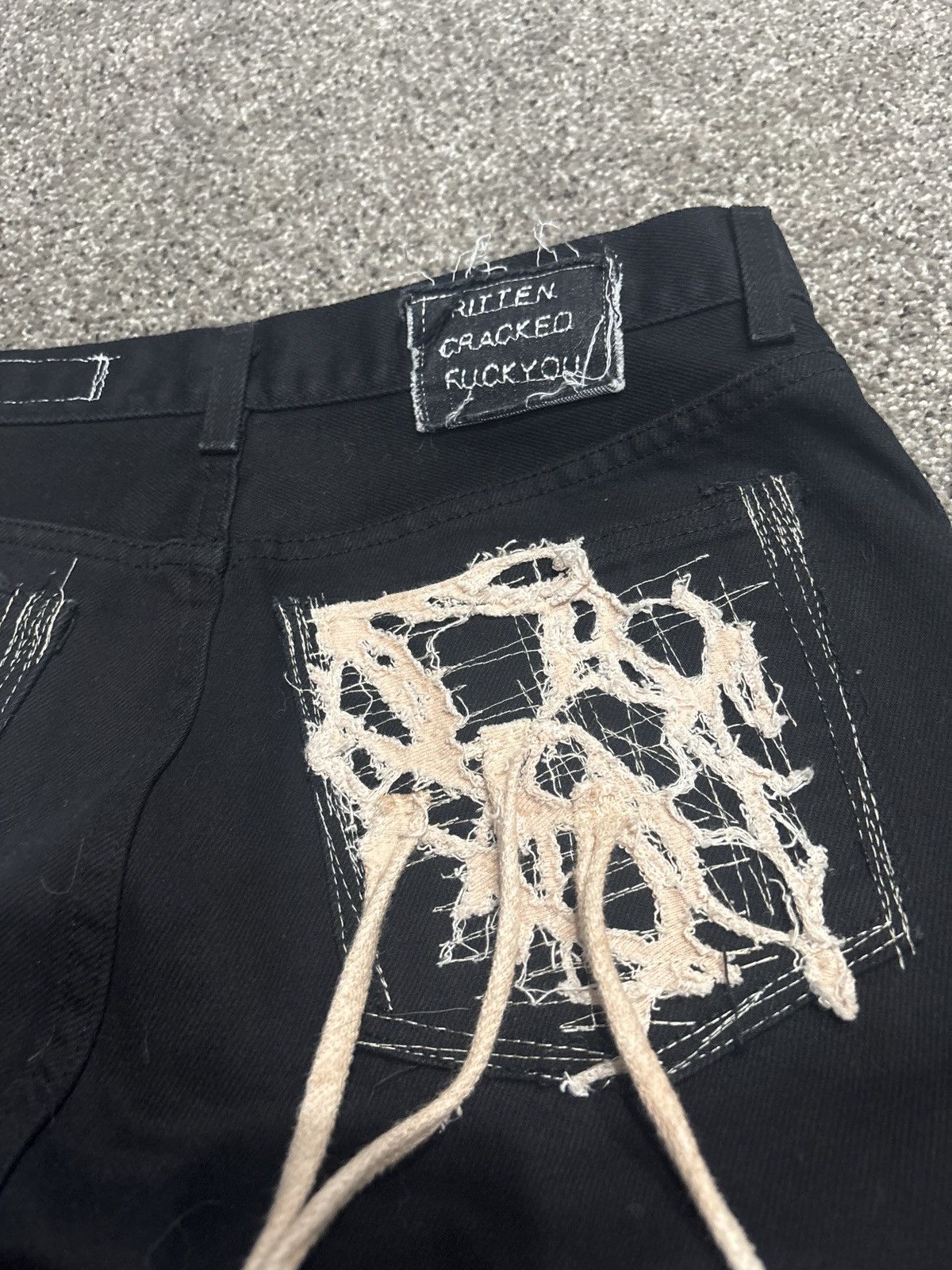 Vintage Black and turn one of one fuck you denim pants Size US 32 / EU 48 - 3 Thumbnail