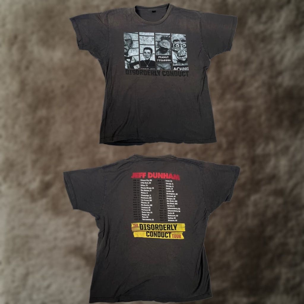 Peanuts Jeff Dunham Disorderly Conduct Tour Graphic T-Shirt Mens XL Black Walter Peanut Achmed Crew Neck Short Sleeve Size US XL / EU 56 / 4 - 1 Thumbnail