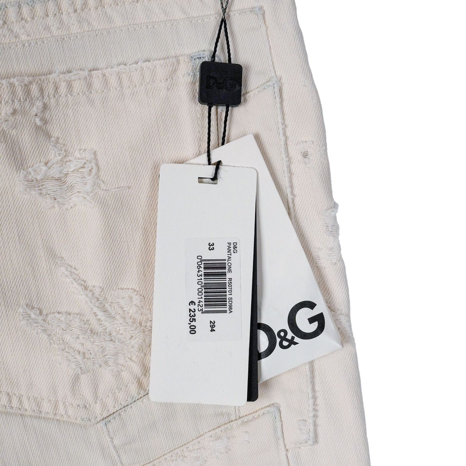 Dolce & Gabbana Dolce Gabbana White Distressed Patchwork Denim Pants Jeans Size US 33 - 11 Thumbnail