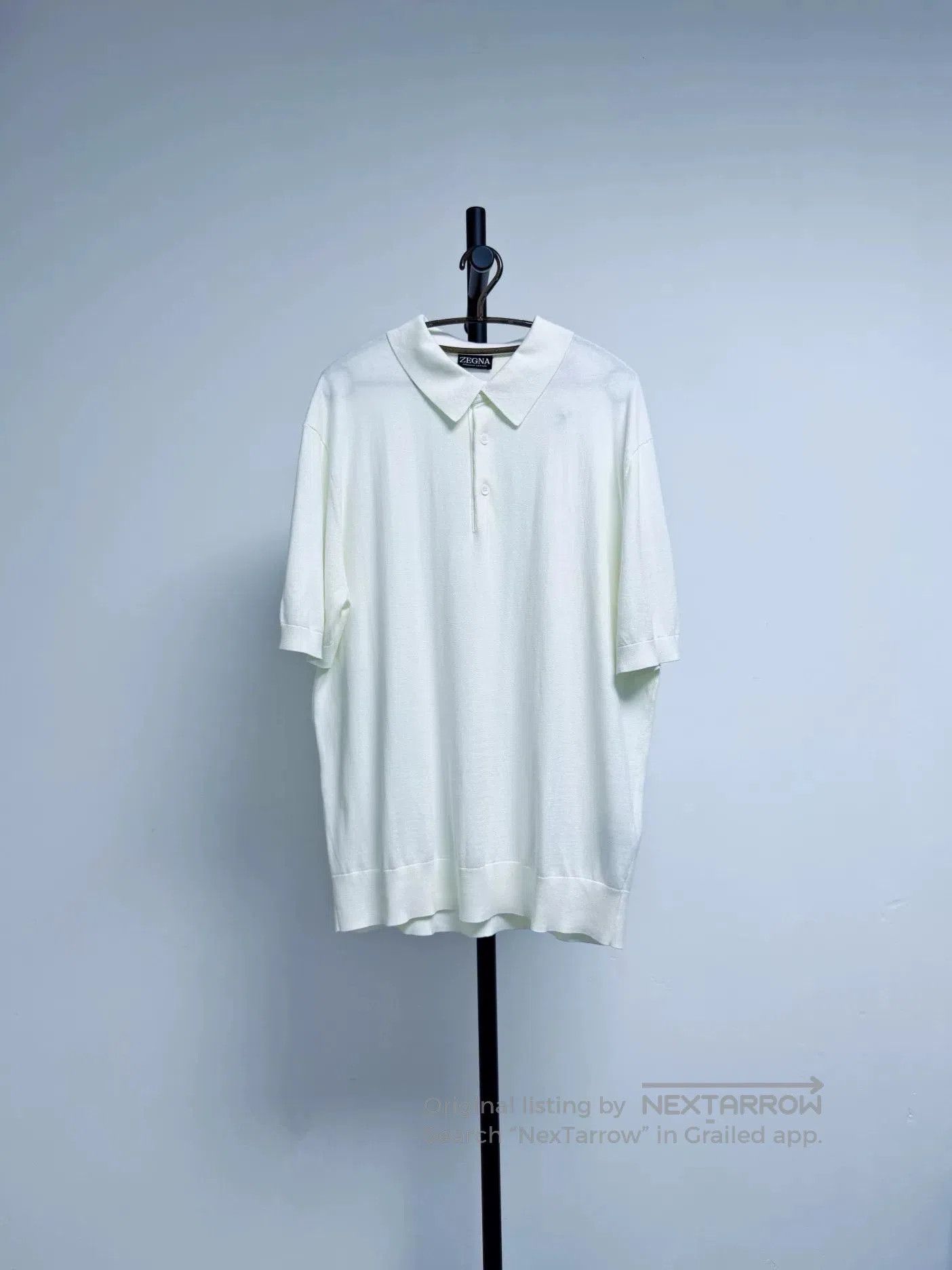 Ermenegildo Zegna ZEGNA Men's White Short-Sleeve Polo. Size US XL / EU 56 / 4 - 1 Thumbnail