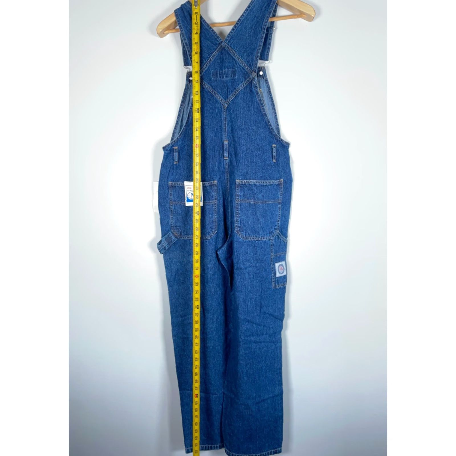 Denime VINTAGE 90s Denim Bib Overalls Women's Medium Blue Jean Baggy Grunge Skater Unworn Andrew's Blues Jeansworks Overall Pockets Size 32" / US 10 / IT 46 - 7 Thumbnail