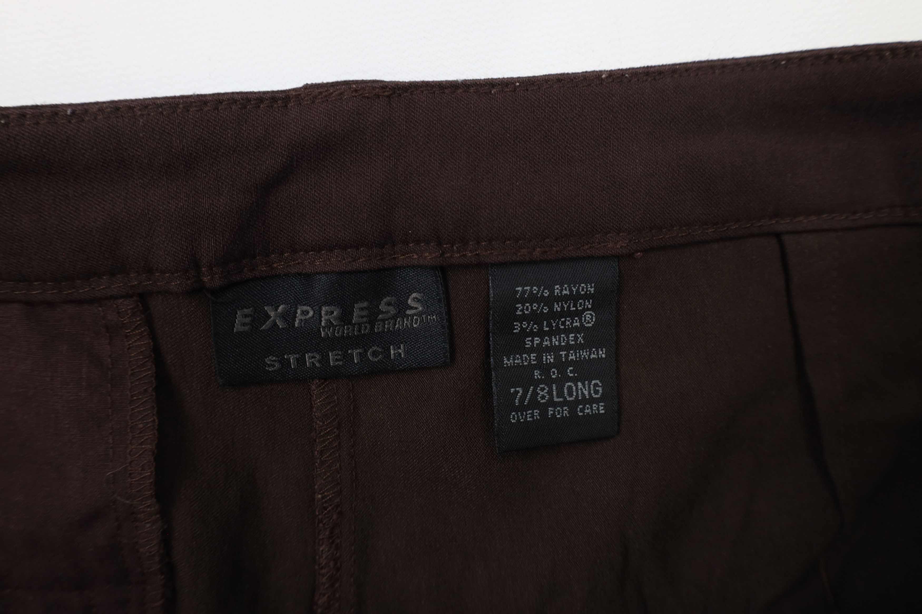 Express × Vintage Vintage 90s Express Flared Wide Leg Chino Pants Brown Size 30" / US 8 / IT 44 - 7 Thumbnail
