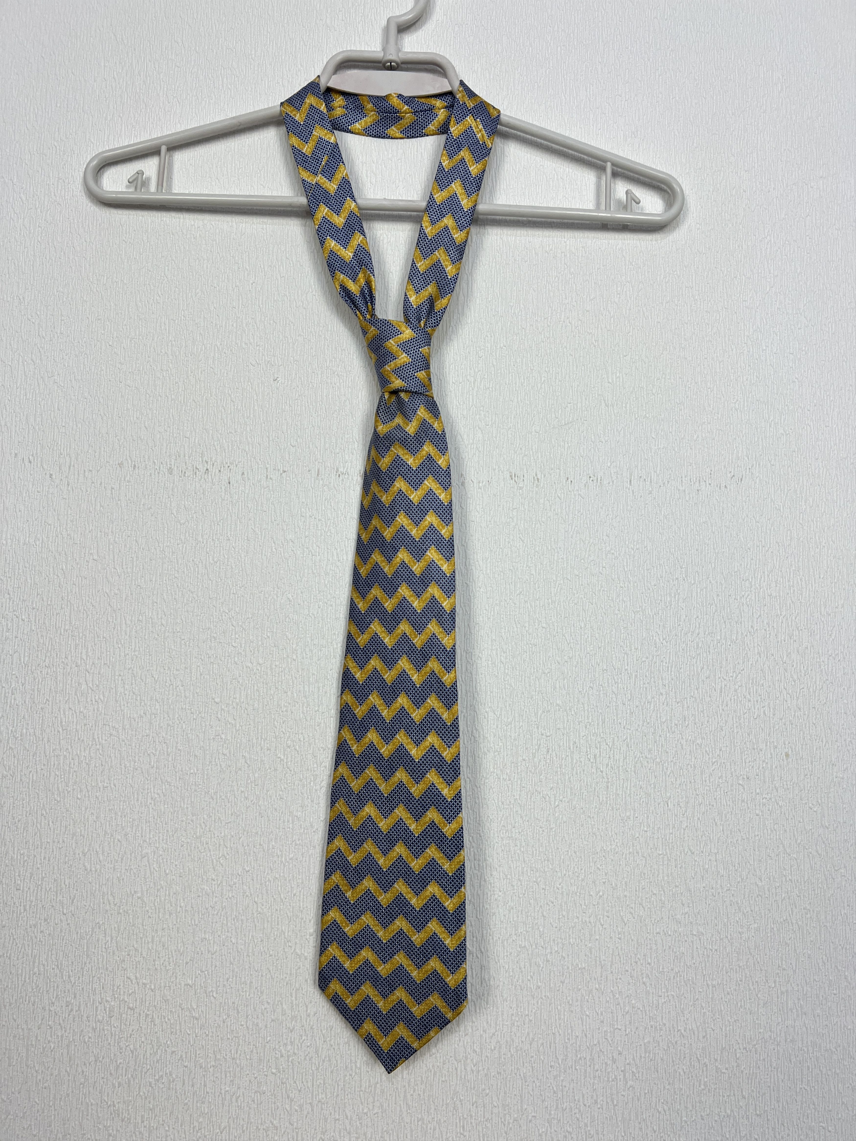 Saint Laurent Paris Yves Saint Laurent D12 Silk Tie Navy & Yamabuki Yellow Adult Size ONE SIZE - 1 Thumbnail
