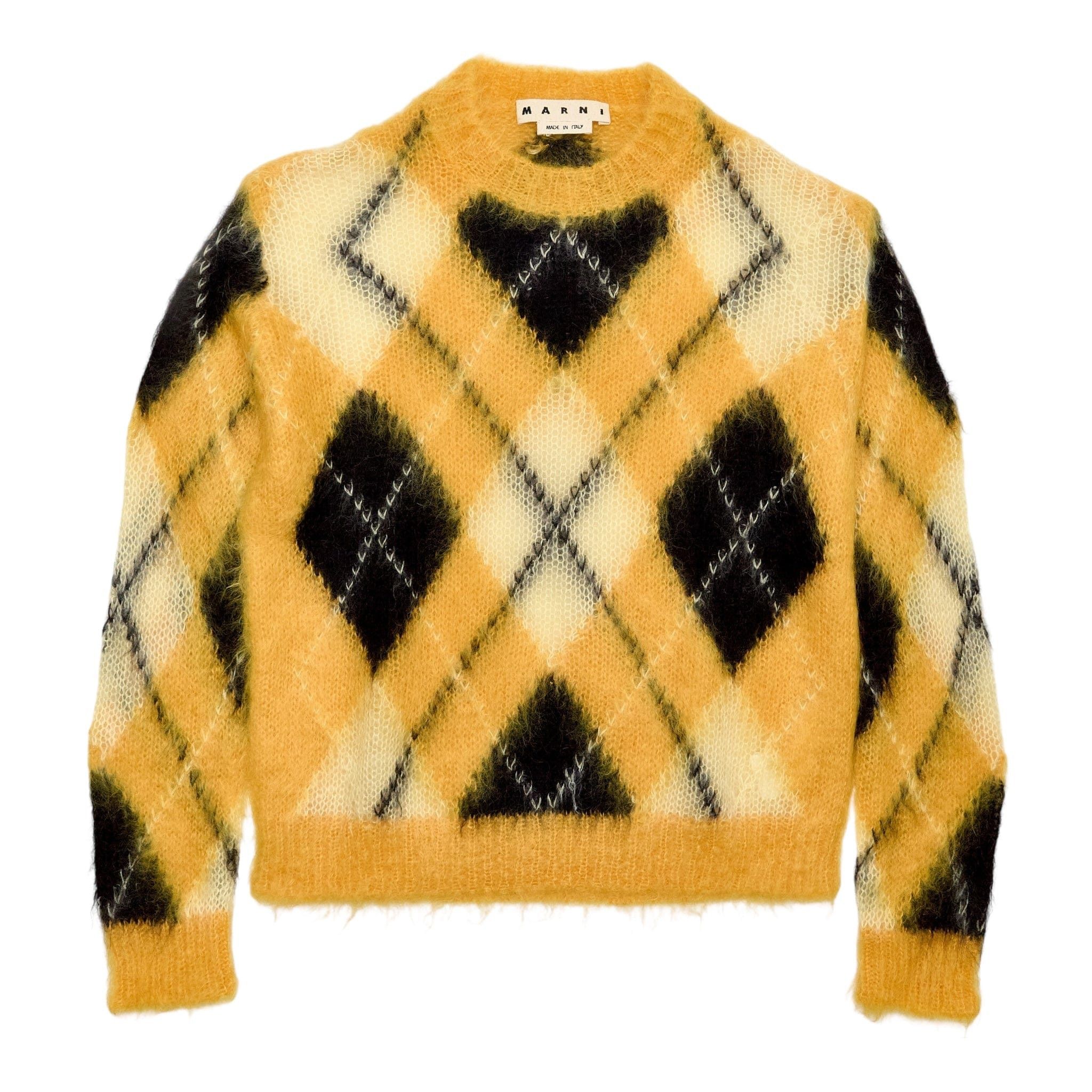 Argyle Brushed Mohair Sweater Yellow