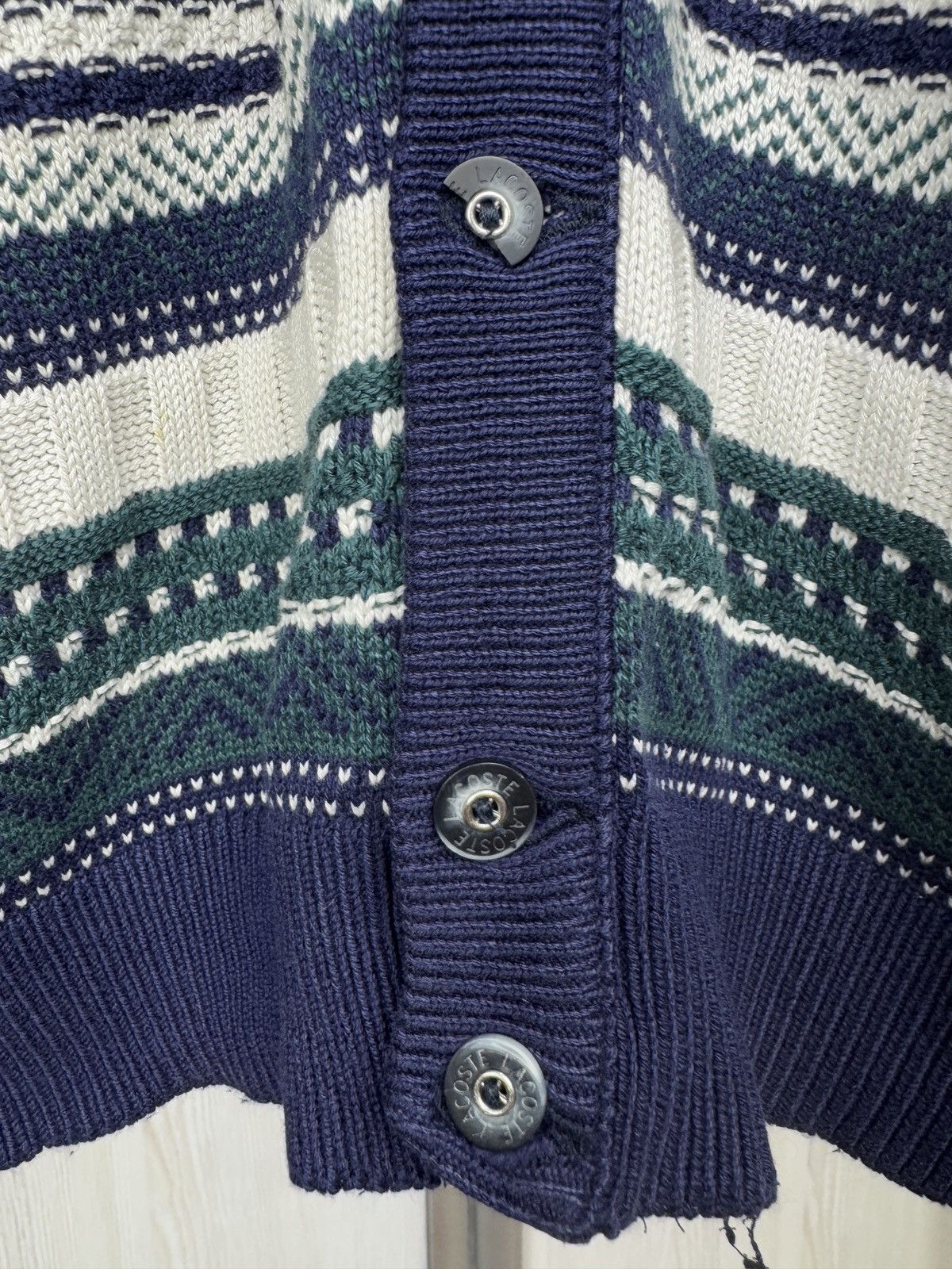 Lacoste Lacoste vintage 90s green striped cotton blend cardigan Size US L / EU 52-54 / 3 - 8 Thumbnail