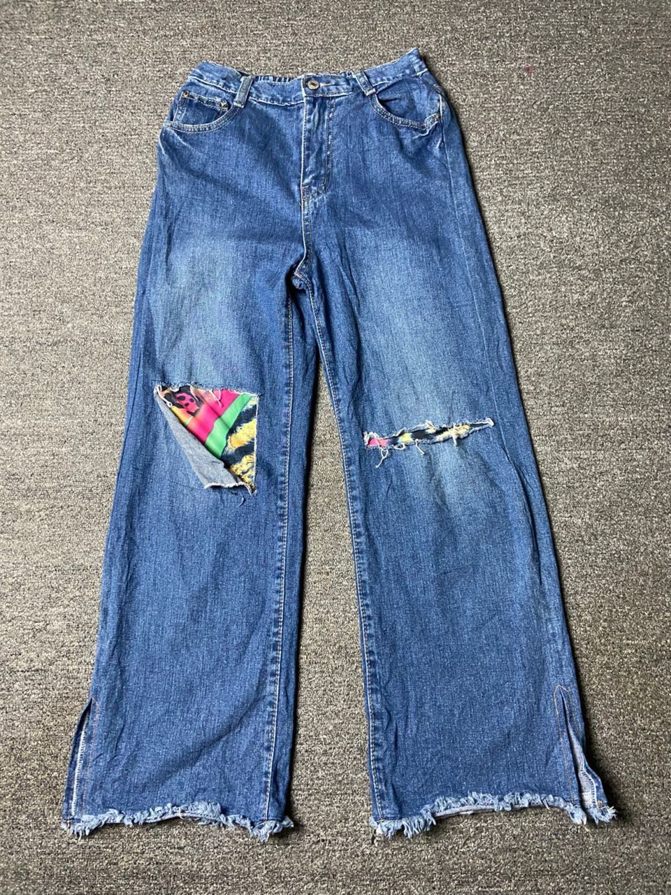 Japanese Brand Chou Chou Angelina Wide Leg Denim Jeans with Patches (165) Size 24" / US 00 / IT 34 - 1 Thumbnail