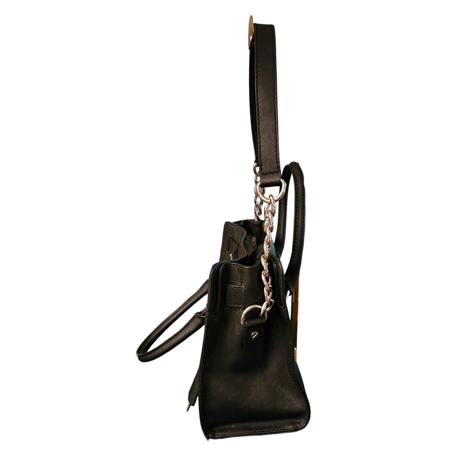 Michael Kors MICHAEL KORS HAMILTON LEATHER BLACK SATCHEL SHOULDER BAG Size ONE SIZE - 7 Thumbnail