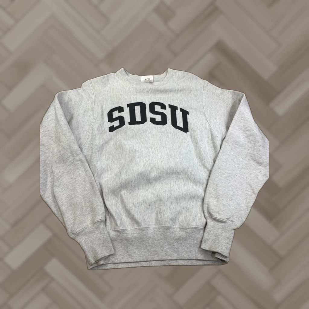 VINTAGE Champion Reverse Weave San Diego State Aztec Pullover Sweatshirt Adult XS Gray Aztec College Mens XS