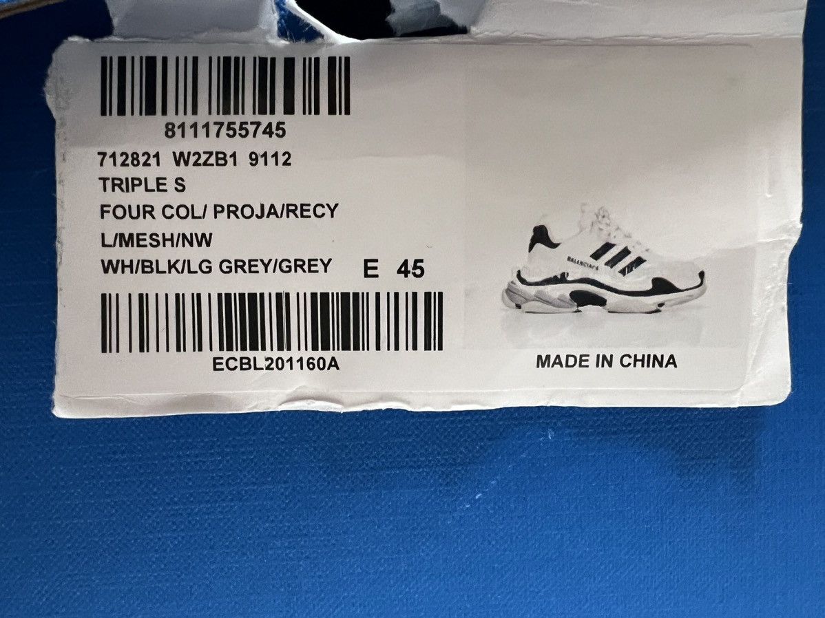 Adidas × Balenciaga Balenciaga X ADIDAS Triple S White/Black Size US 12 / EU 45 - 2 Thumbnail