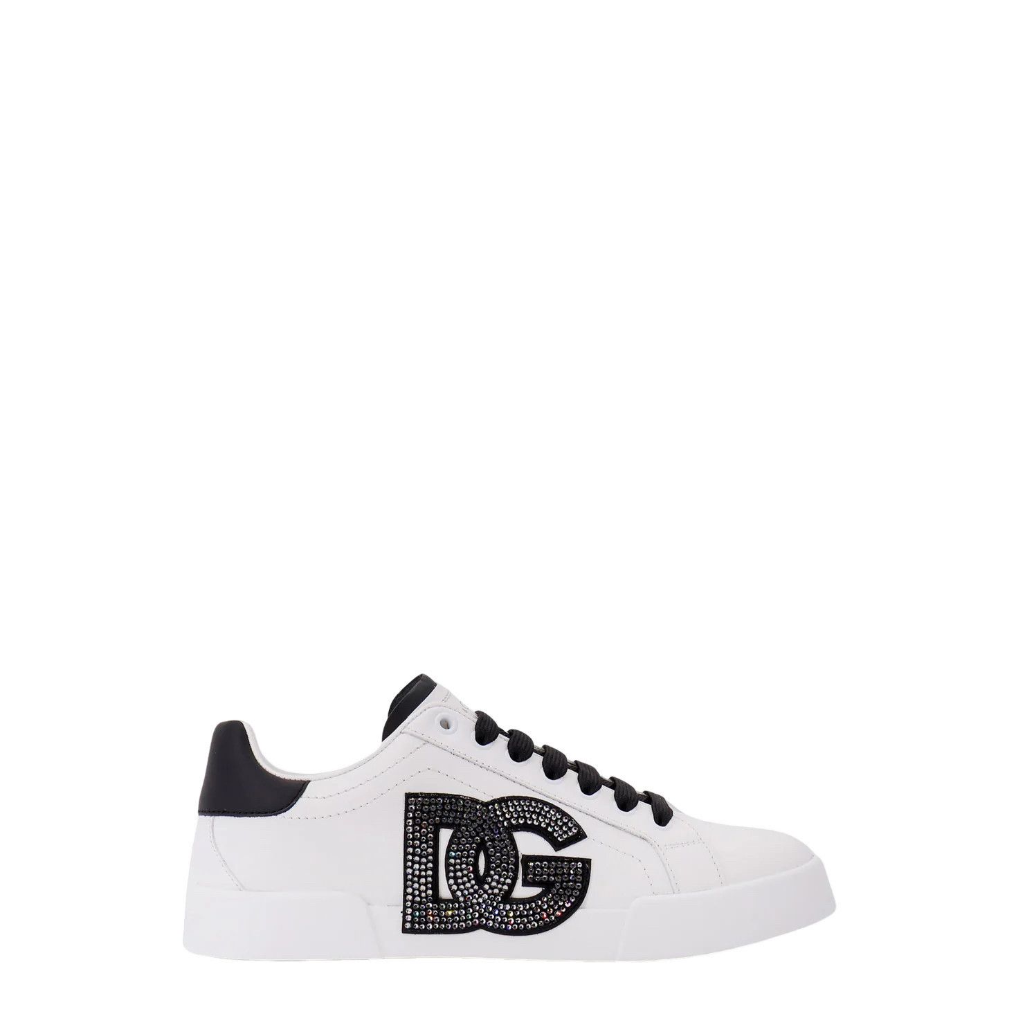 DOLCE&GABBANA Portofino White/Black Crystals Sneakers New An