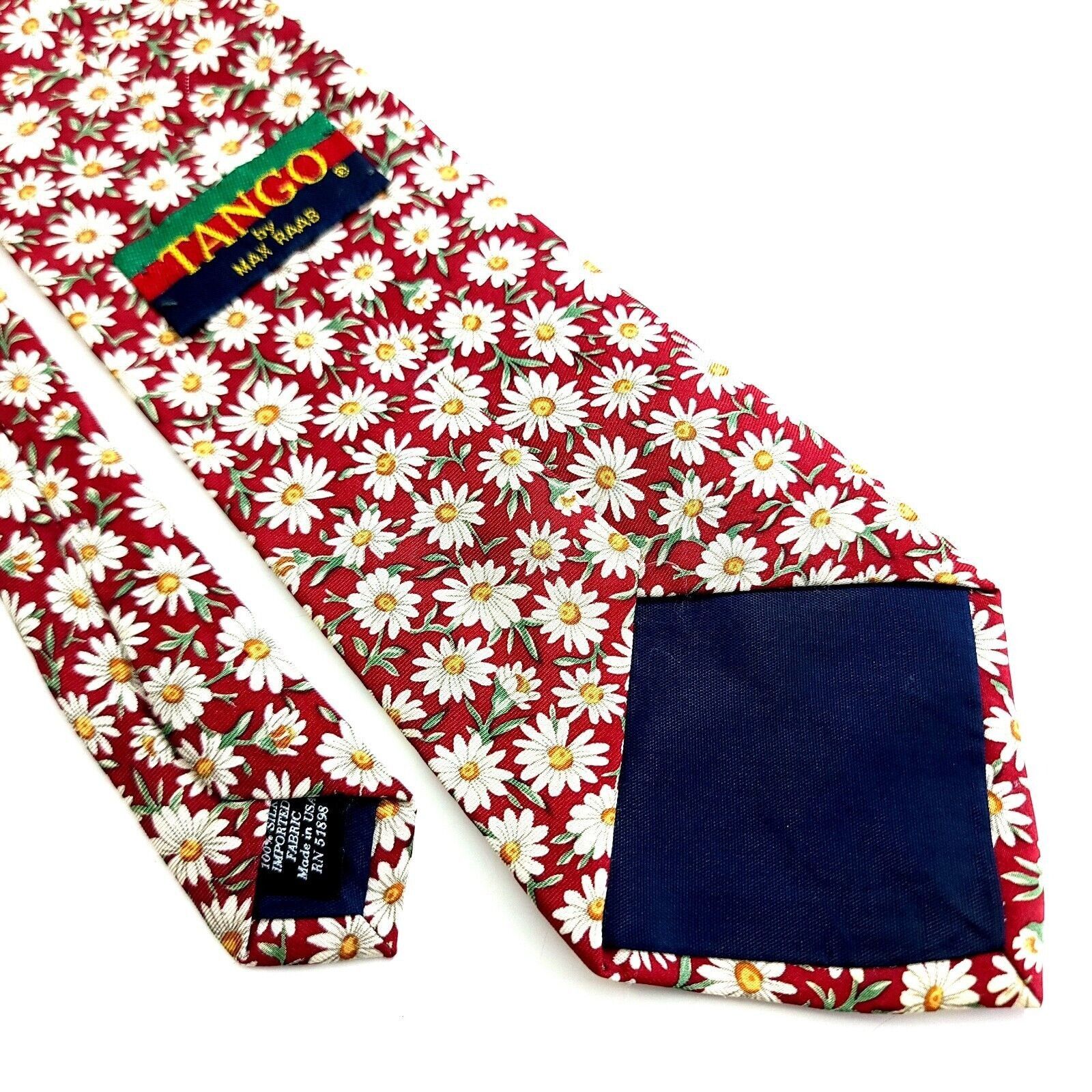 Designer Tango Max Raab Red Floral Print Short Wide Silk Tie Size ONE SIZE - 5 Thumbnail