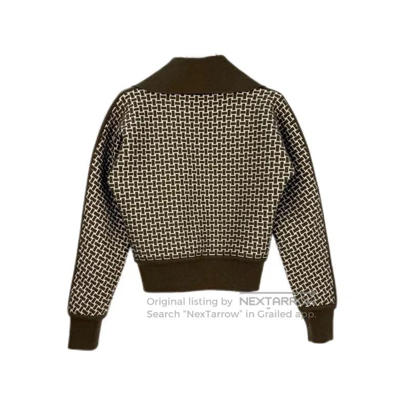 Hermes Hermes Brown Full Logo Wool Zip Cardigan Size XS / US 0-2 / IT 36-38 - 2 Thumbnail