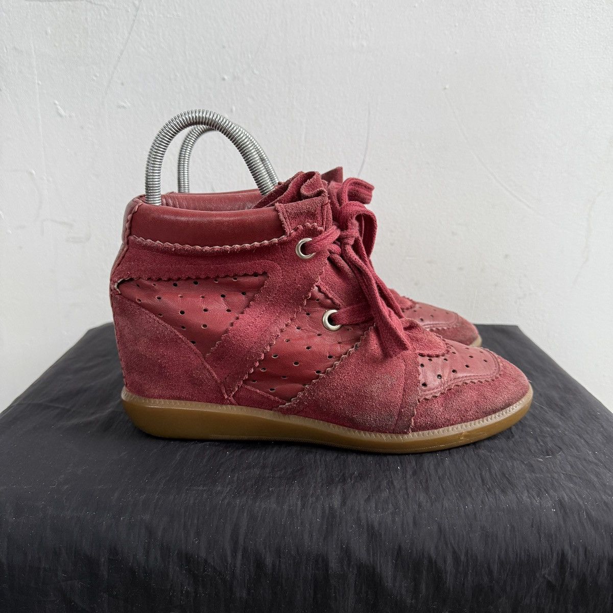 Isabel Marant Etoile Isabel Marang Wedge Red Suede Sneakers Size US 7 / IT 37 - 1 Thumbnail