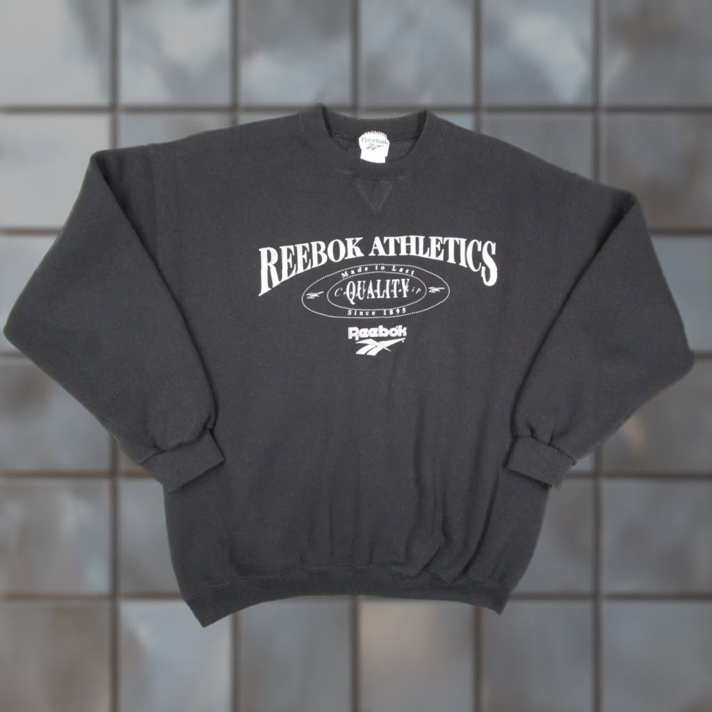 Reebok VINTAGE Reebok Athletics Sweatshirt Mens XL Black Crewneck Fleece 90s Made USA Graphic Print Size US XL / EU 56 / 4 - 1 Thumbnail