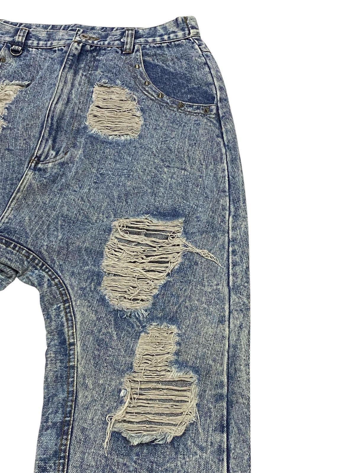Japanese Brand Super Lovers Ripped Distressed Drop Crotch Baggy Jeans Size 28" / US 6 / IT 42 - 4 Thumbnail