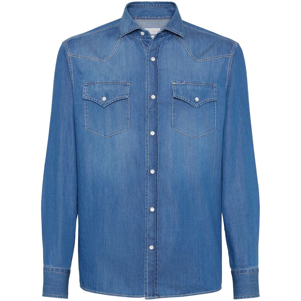 Brunello Cucinelli Brunello Cucinelli BLUE Shirts Size US XL / EU 56 / 4 - 1 Thumbnail