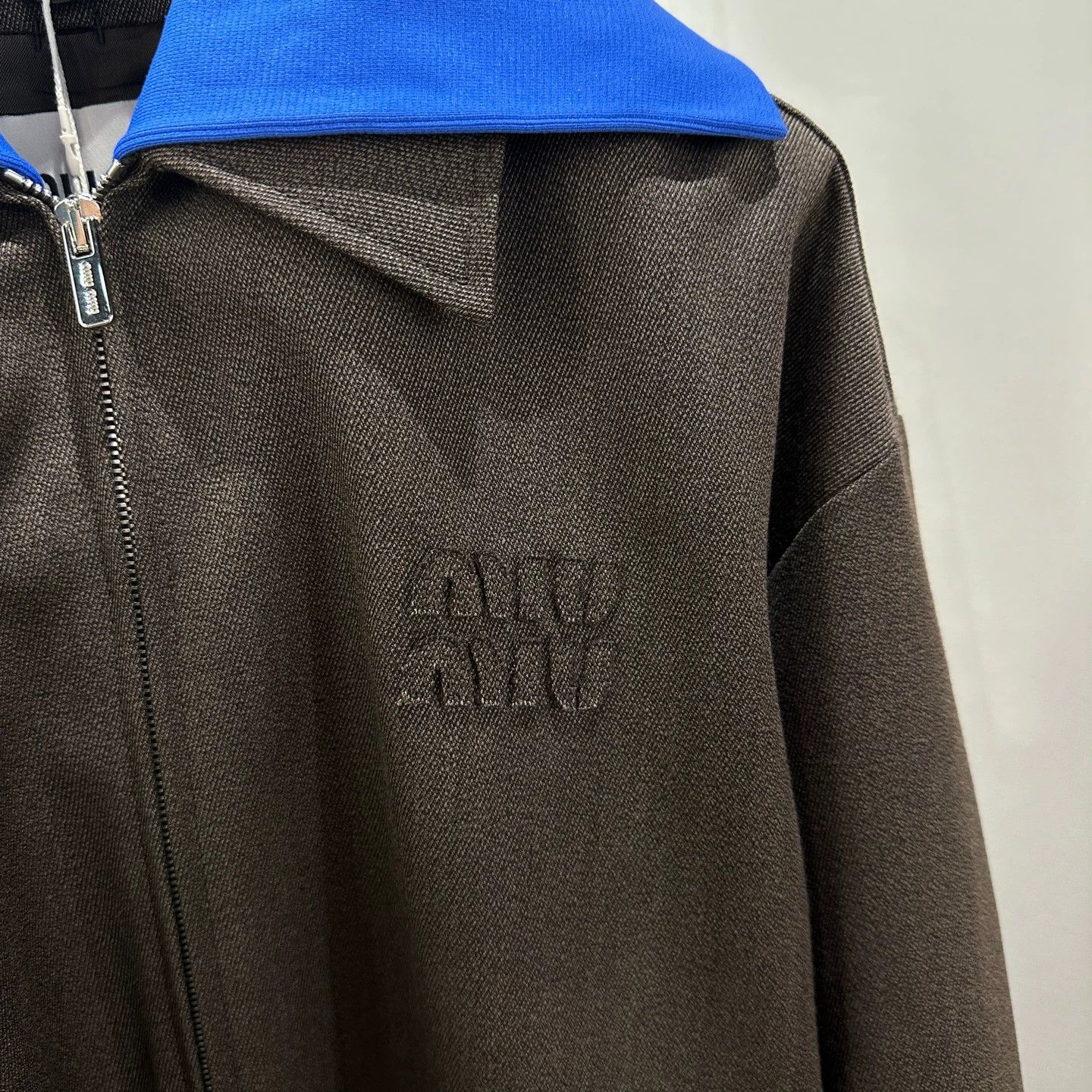 Miu Miu MIU MIU Blue & Brown Logo Embroidered Color Blocked Jacket Size XS / US 0-2 / IT 36-38 - 6 Thumbnail