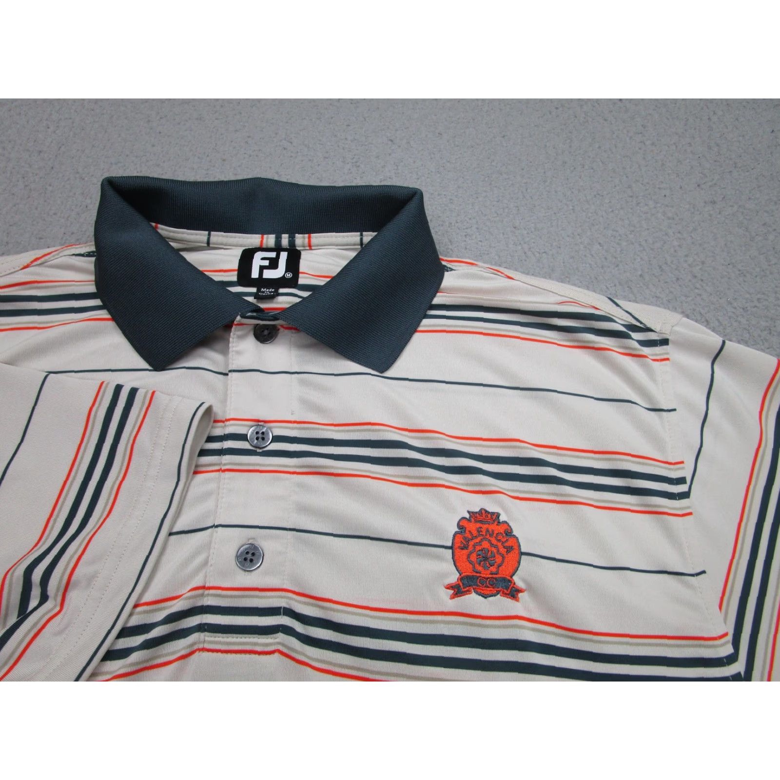 Footjoy FootJoy Polo Mens Medium Stripe Valencia CC Golf Performance Gray Orange Shirt Size US XL / EU 56 / 4 - 3 Thumbnail