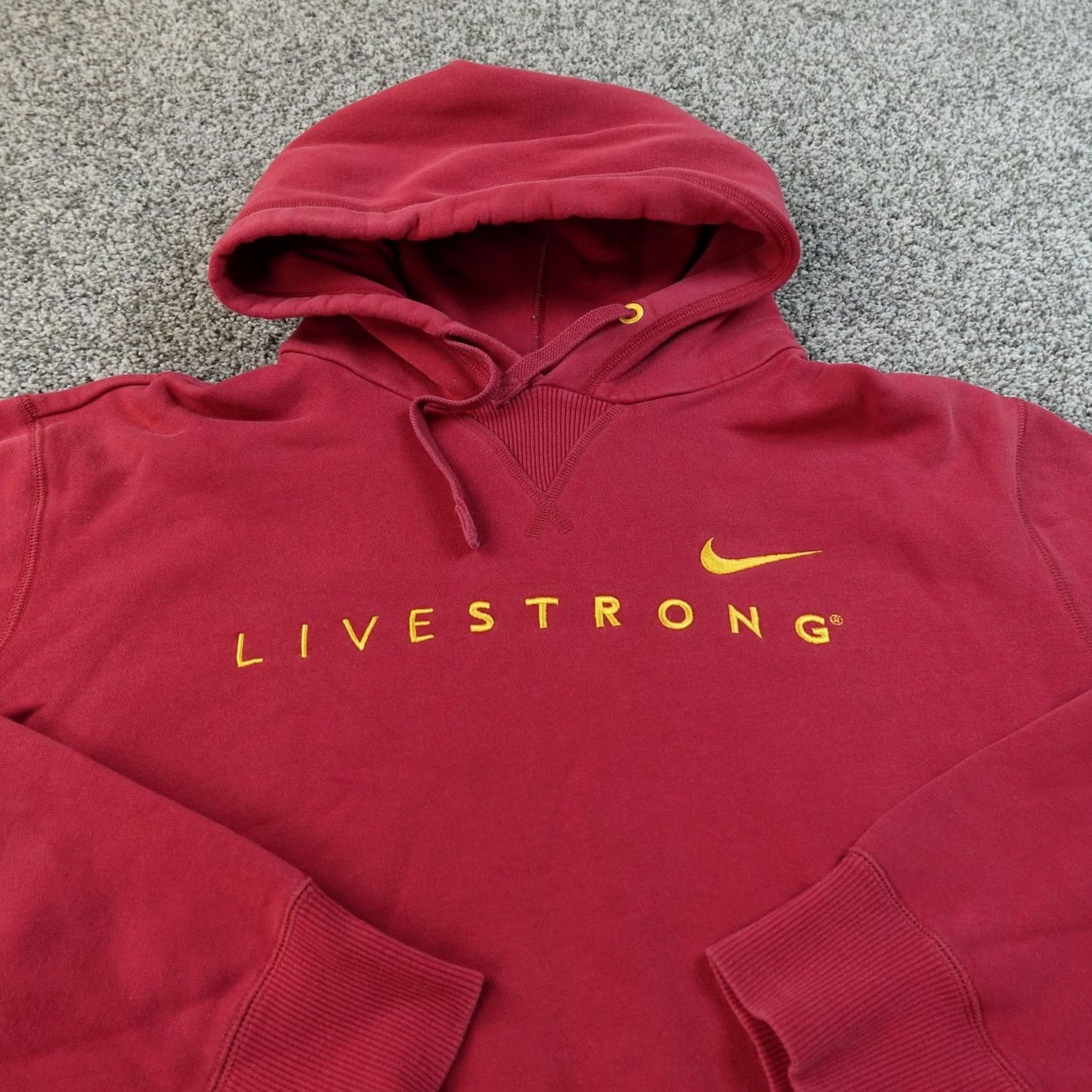 Nike Nike Hoodie Mens 2XL Red Livestrong Pullover Fleece Sweatshirt Swoosh Shirt Sweatshirt Mens Red Nike Hoodie 2XL Pullover Graphic Print Logo Size US XXL / EU 58 / 5 - 3 Thumbnail