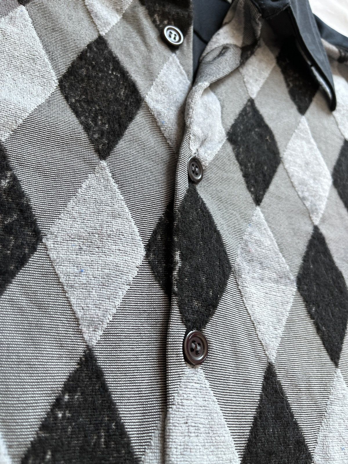 Designer × Vintage Maurice Emde Vintage Rhombus Diamond Pattern Stretch Shirt Size US L / EU 52-54 / 3 - 6 Thumbnail