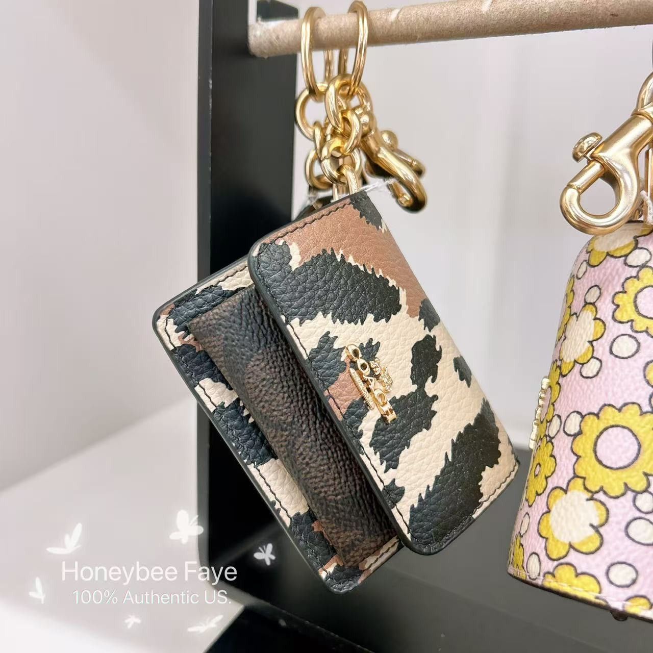 Coach Klare Bag Charm With Signature Canvas And Leopard CCE82 Size ONE SIZE - 2 Thumbnail