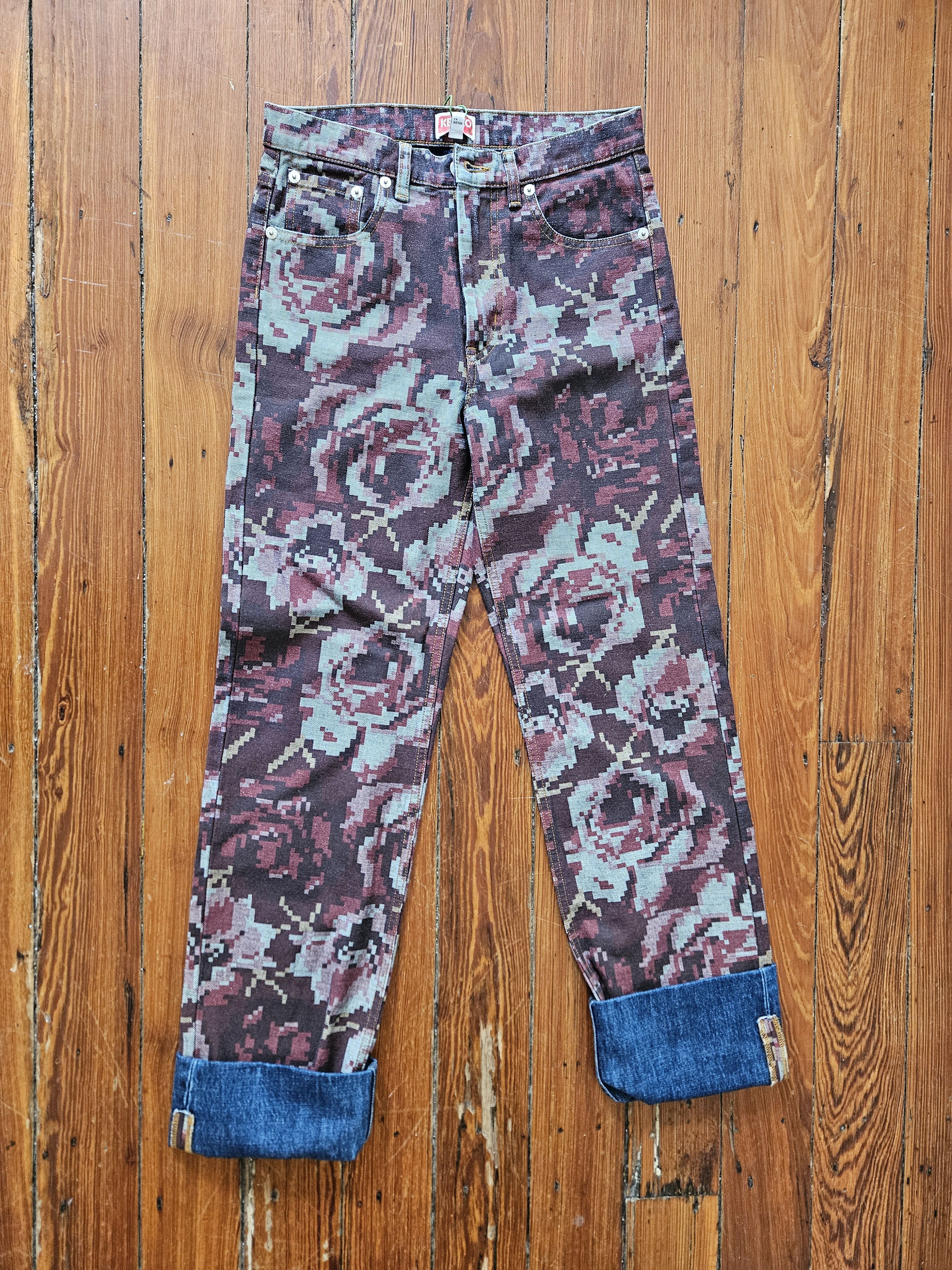 Kenzo Kenzo floral pixel printed straight jeans Size 26" / US 2 / IT 38 - 1 Thumbnail