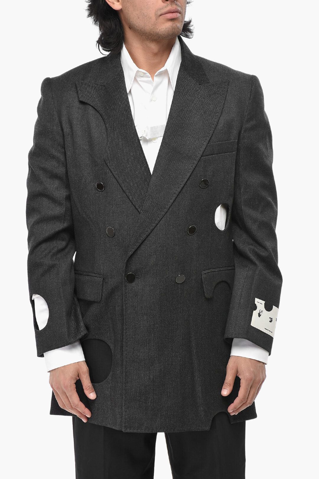 Off-White og1mm0426 Double-Breasted Blazer in Grey Size US M / EU 48-50 / 2 - 1 Thumbnail