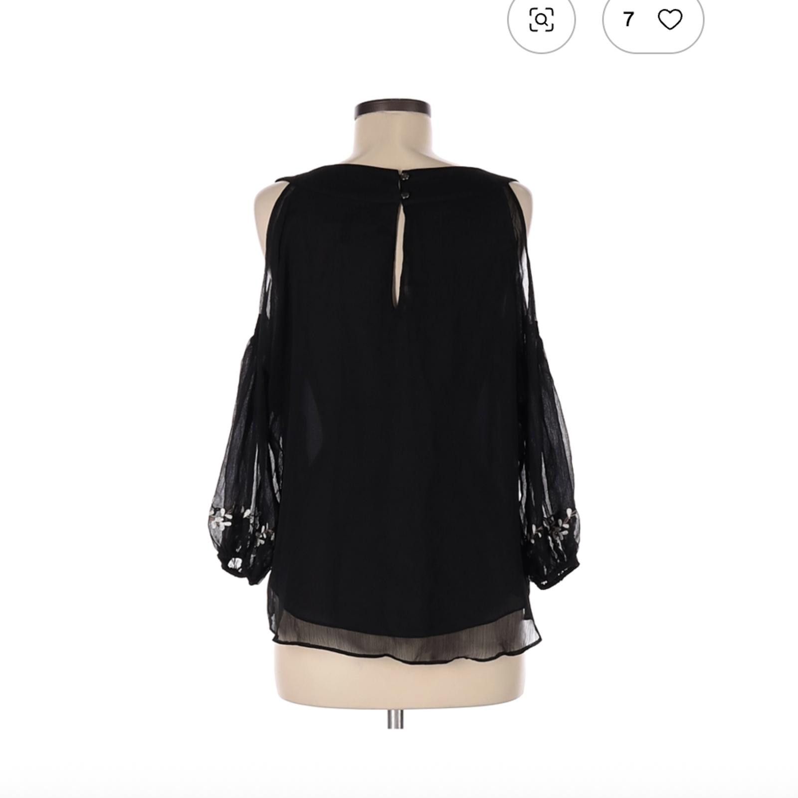 Other White House Black Market Black Cold Shoulder Blouse Size M Size M / US 6-8 / IT 42-44 - 2 Thumbnail