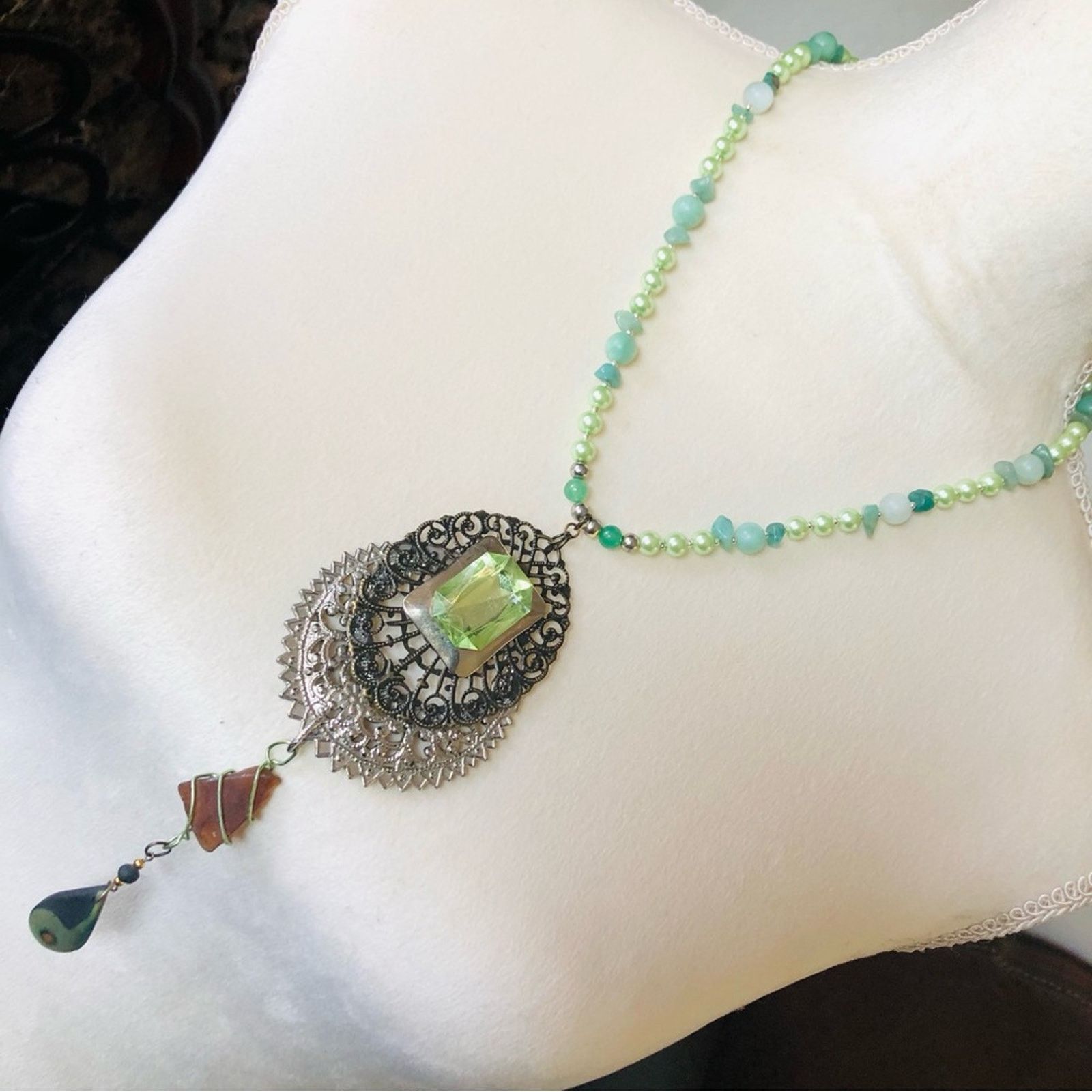 Handmade Handcrafted repurpose genuine stone Pearl necklace Size ONE SIZE - 1 Thumbnail