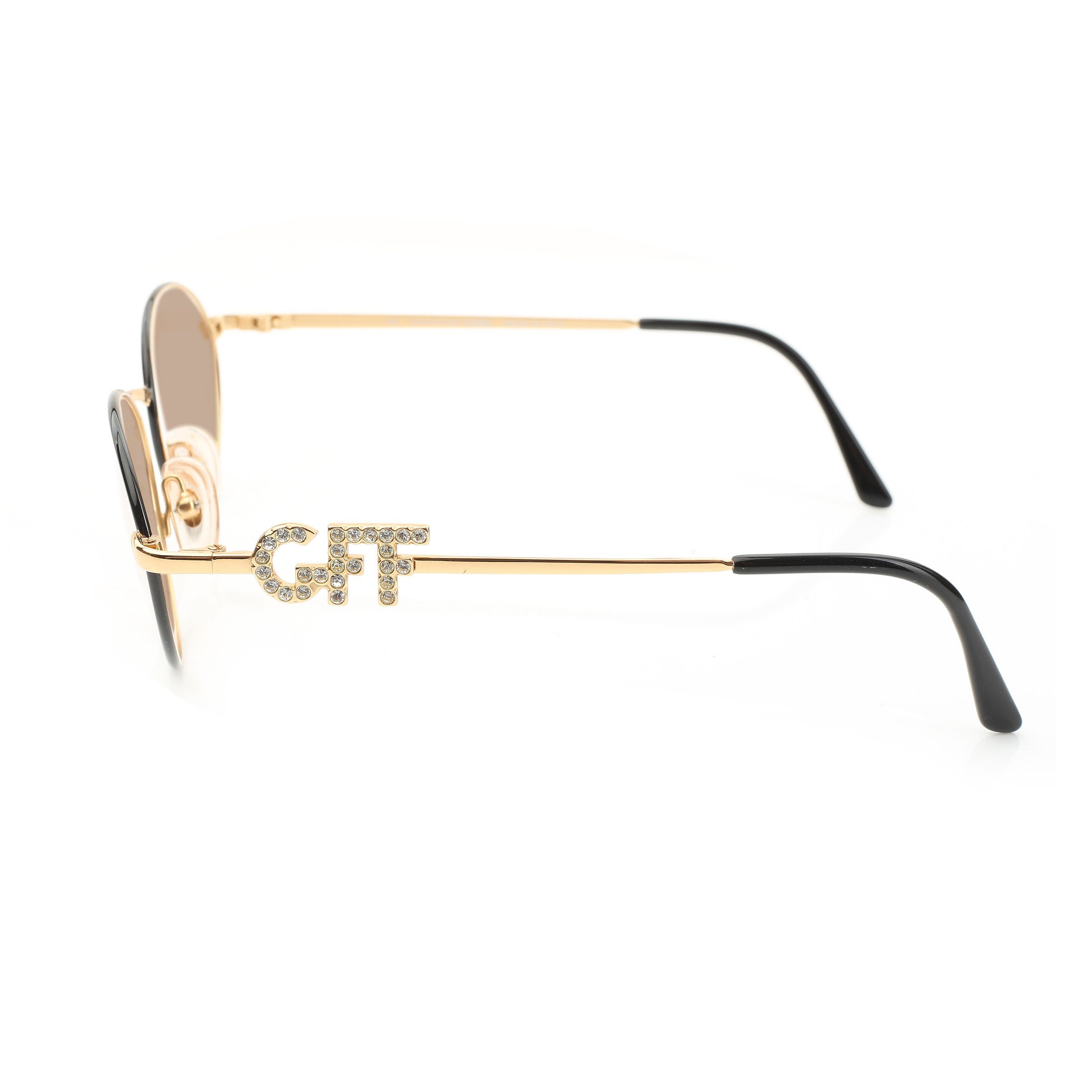 Gianfranco Ferre Gianfranco Ferre '90s Crystal Signature Gold Oval Sunglasses Size ONE SIZE - 3 Thumbnail