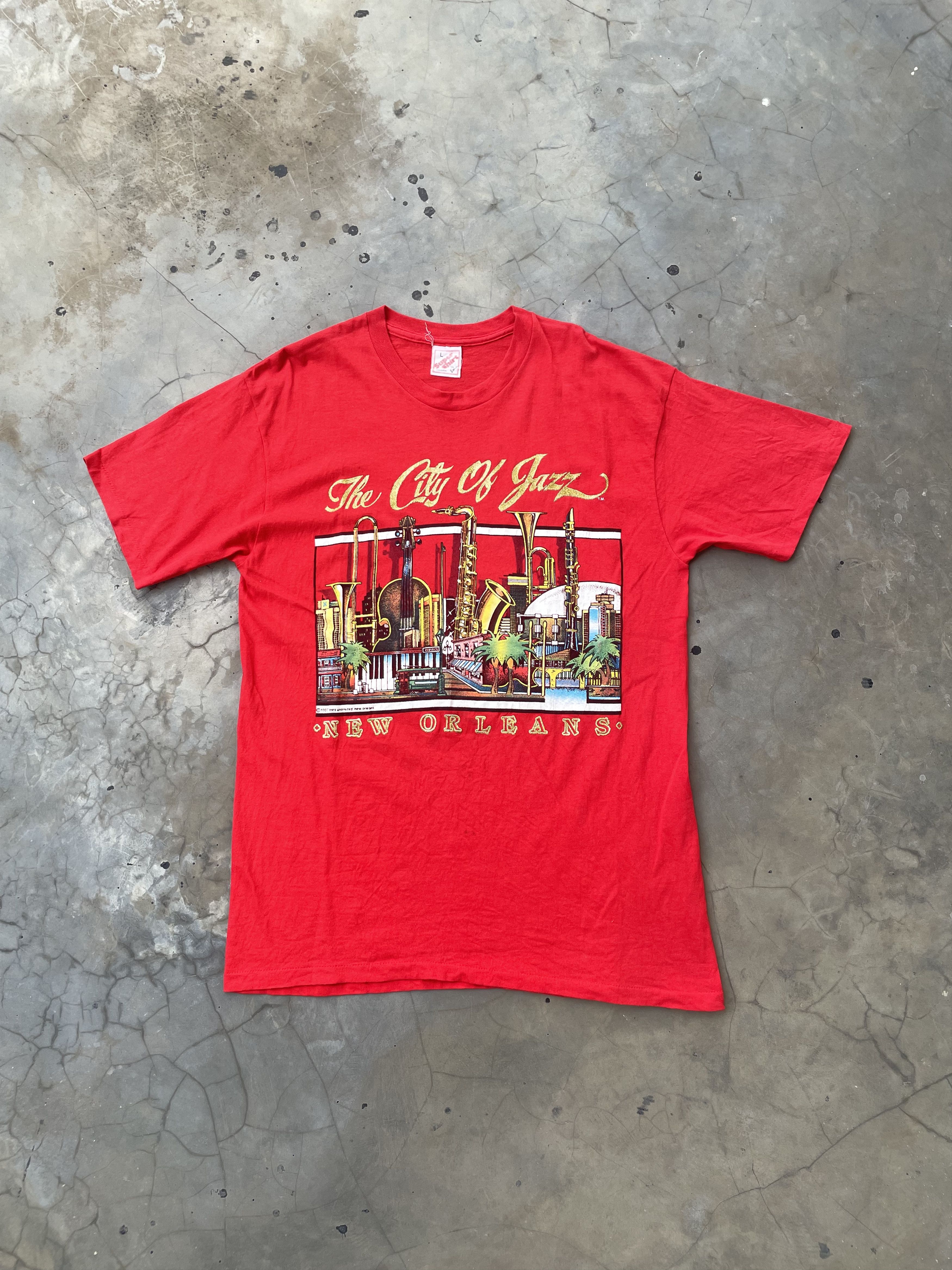 Vintage 80s City Of New Orleans Jazz Music T-Shirt Single Stitch Size US L / EU 52-54 / 3 - 1 Thumbnail