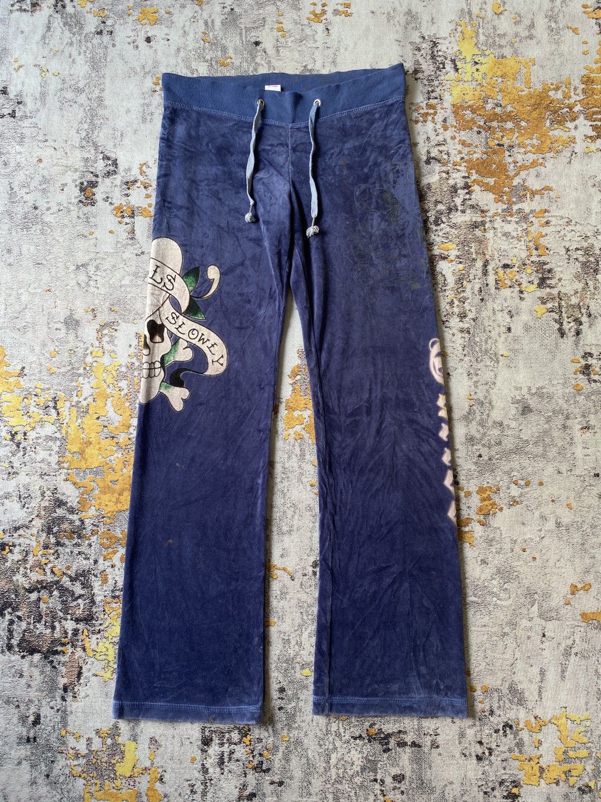 Christian Audigier 2000s Ed Hardy By Christian Audigier Velvet Sweatpant Size US 32 / EU 48 - 3 Thumbnail