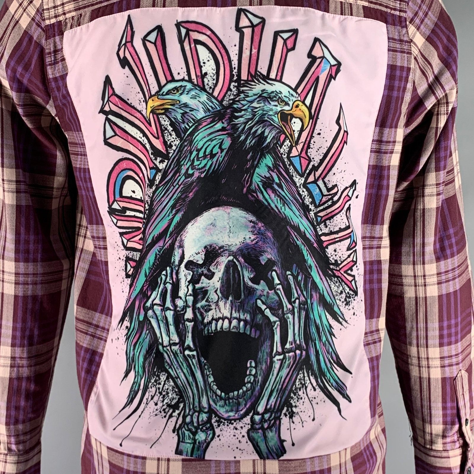 Cult Of Individuality Size S Purple Plaid Cotton Button Up Long Sleeve Shirt Size US S / EU 44-46 / 1 - 2 Thumbnail