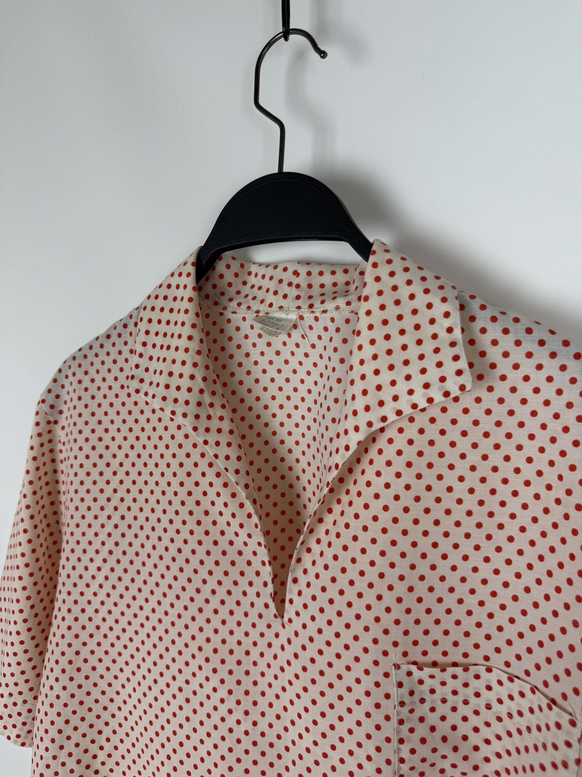 Vintage 60s 70s Vintage Red Polka Dot Pin Up Pullover Shirt Blouse Size XL / US 12-14 / IT 48-50 - 4 Thumbnail