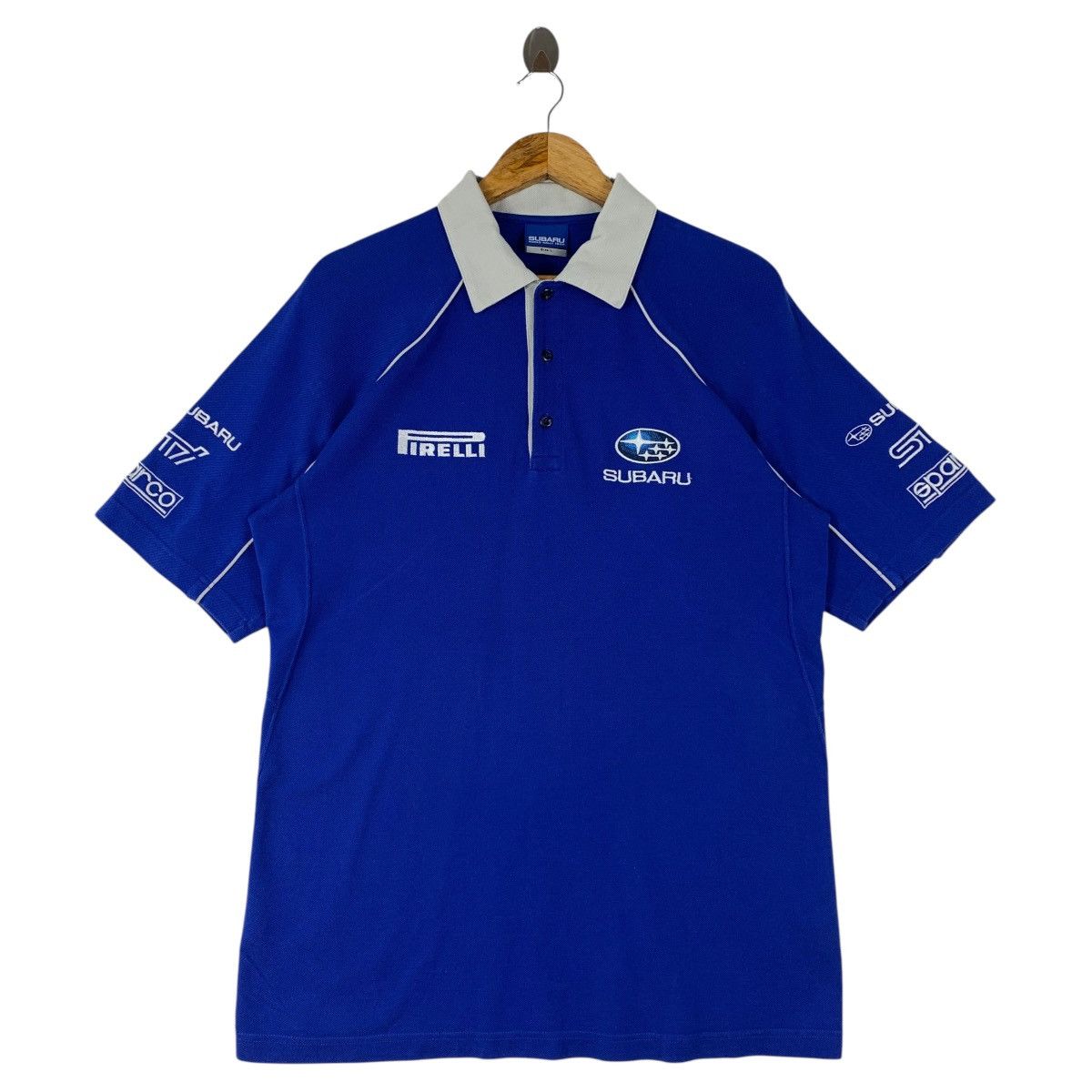 Japanese Brand SUBARU World Rally team Pirelli embroidery logo polo tee Size US L / EU 52-54 / 3 - 1 Thumbnail