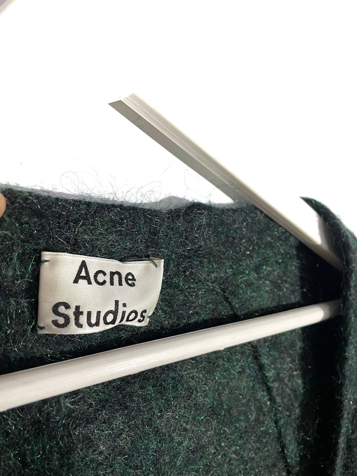 Acne Studios × Designer Acne Studios Mohair & Wool Green Cardigan Size XS Pockets Size XS / US 0-2 / IT 36-38 - 3 Thumbnail