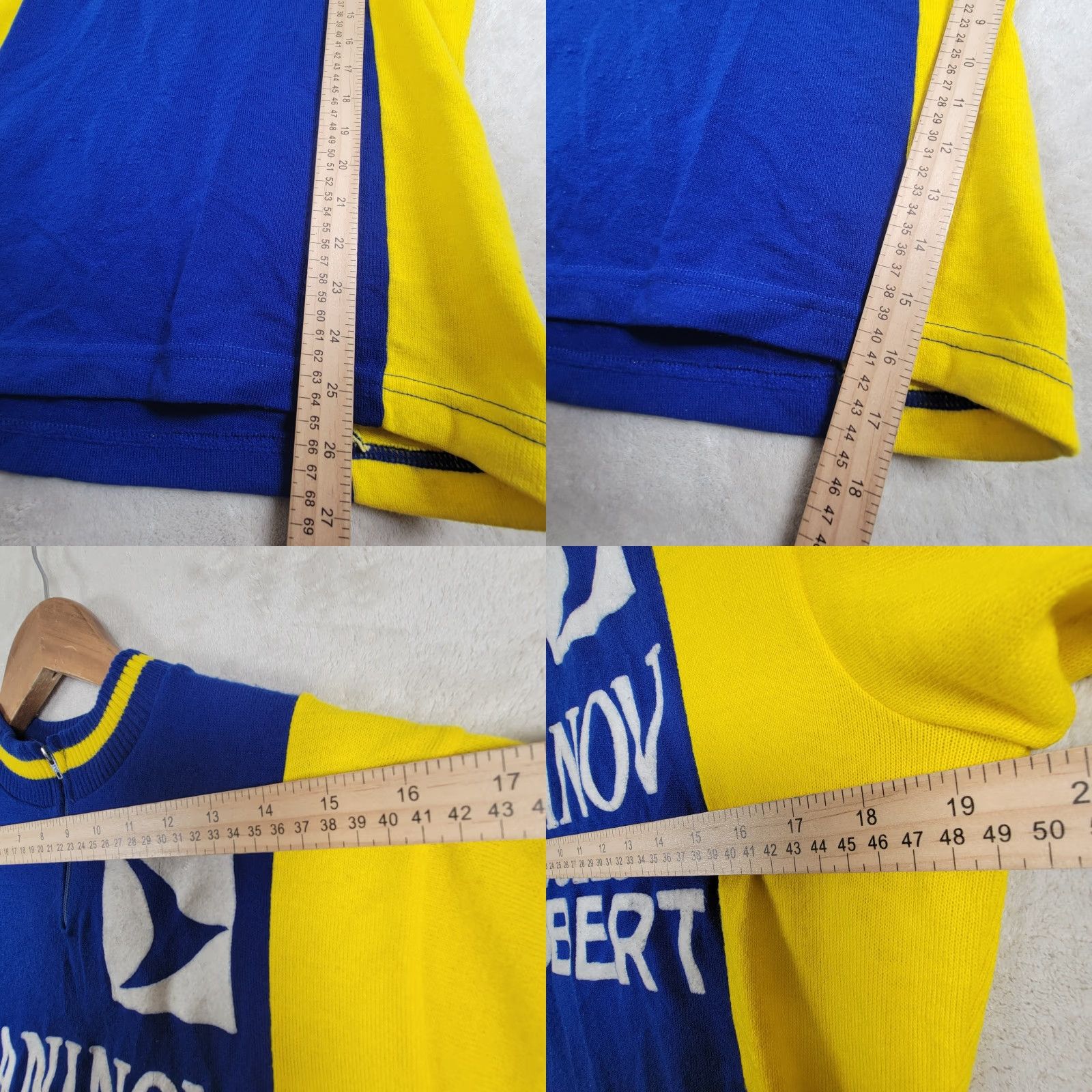 Vintage VINTAGE Crylor Saninov Cycles Robert Blue Yellow Bicycle Shirt Mens 22 Short Sleeve Acrylic 70s Theme Size US XXL / EU 58 / 5 - 8 Thumbnail