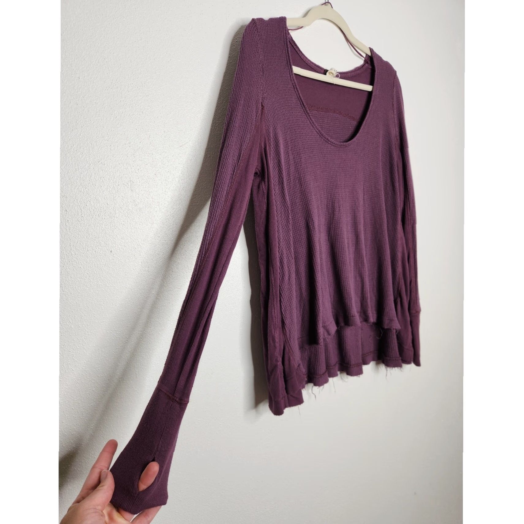 Vintage VINTAGE We the Free Shirt M Purple Long Sleeve Boho Flowy Size M / US 6-8 / IT 42-44 - 2 Thumbnail