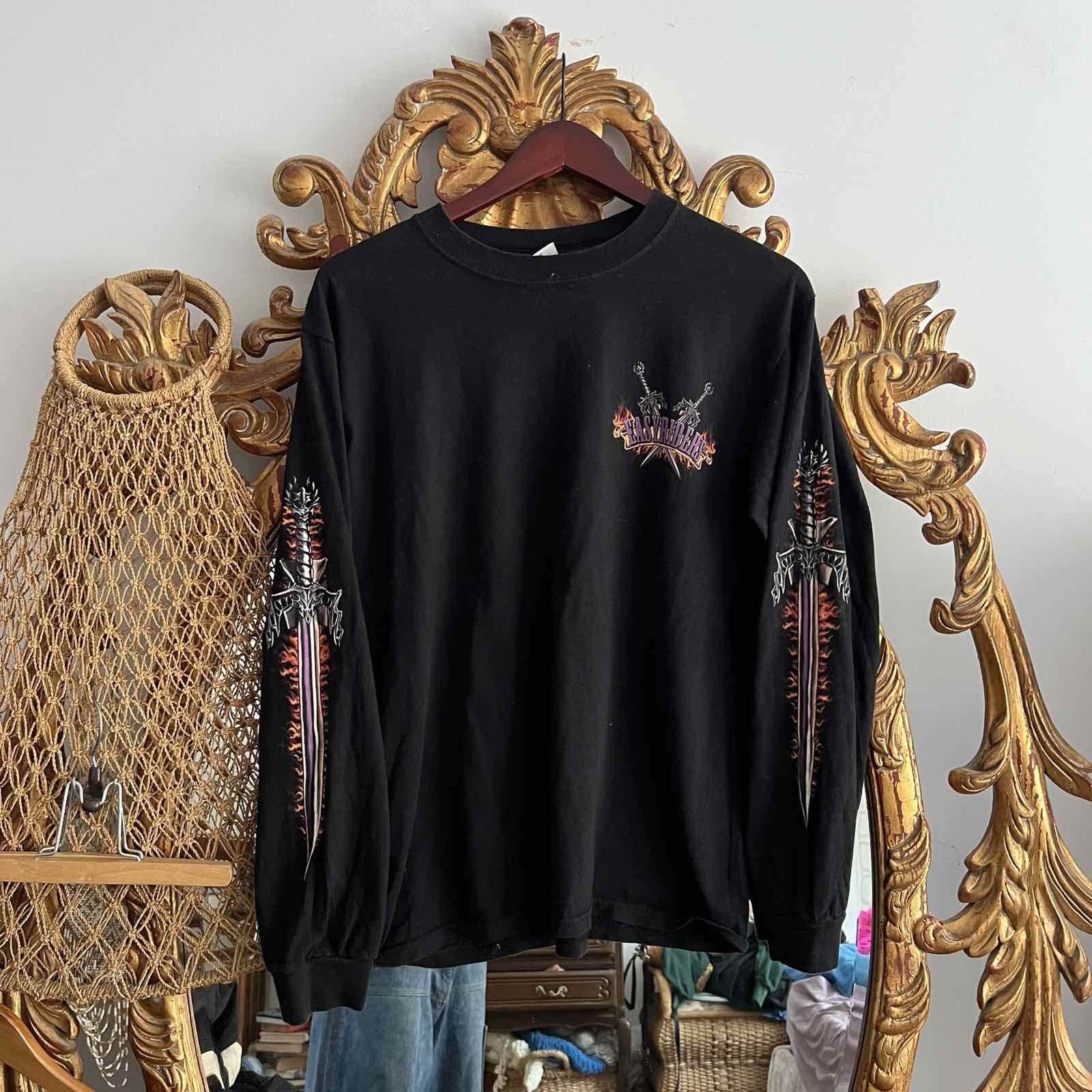 Vintage Easy Rider T-Shirt Sz M Black Flames Sword Wings Anvil Tag Size US M / EU 48-50 / 2 - 2 Thumbnail
