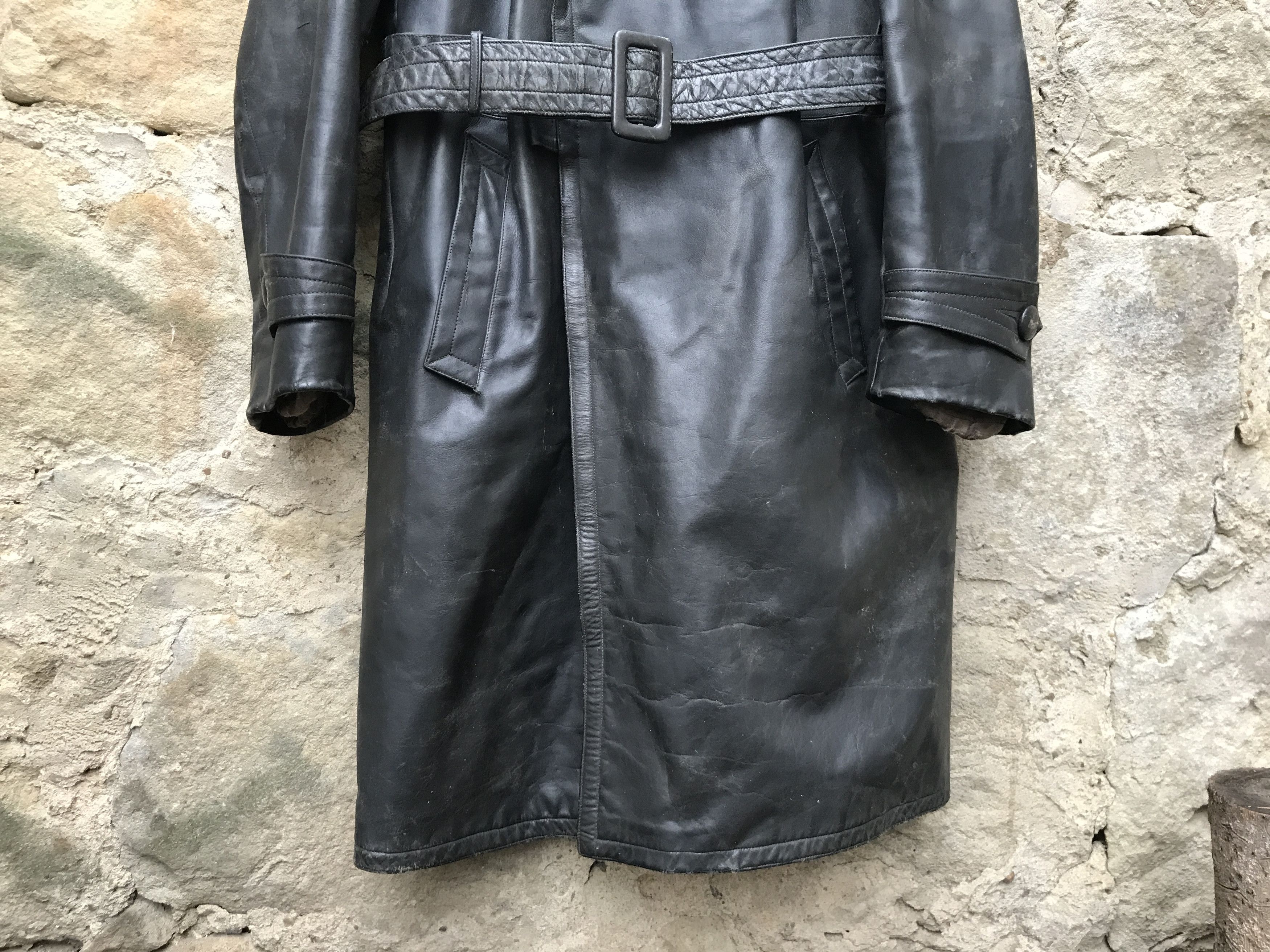 Vintage 40s German Motorcycle Horsehide Leather Jacket / Coat Size US L / EU 52-54 / 3 - 3 Thumbnail