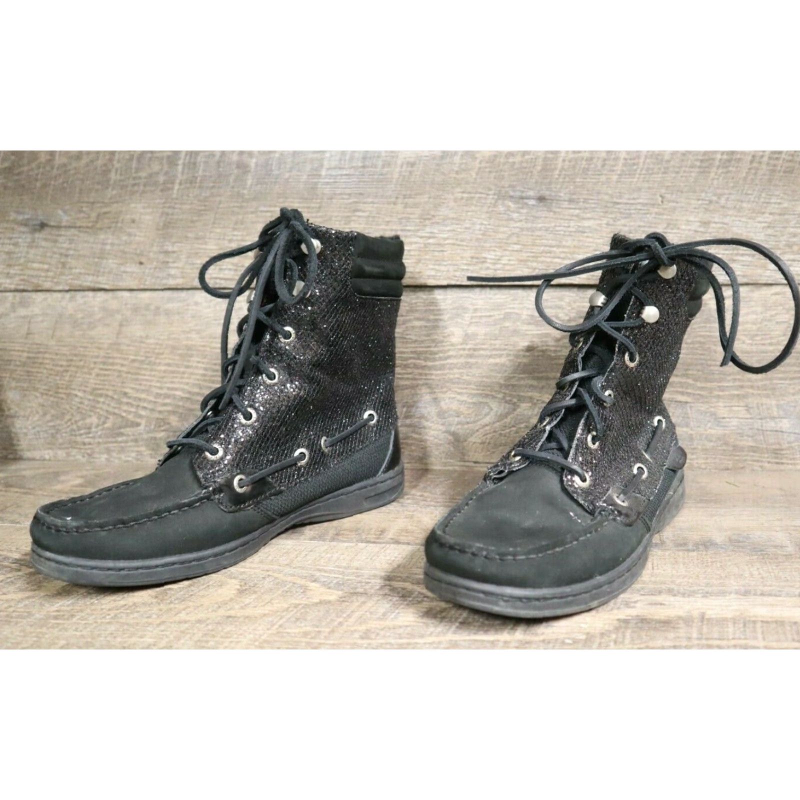 Sperry Sperry Top-Sider Womens Size 7M Black Sparkly Faux Fur Lined Boots 9173683 Size US 7 / IT 37 - 2 Thumbnail