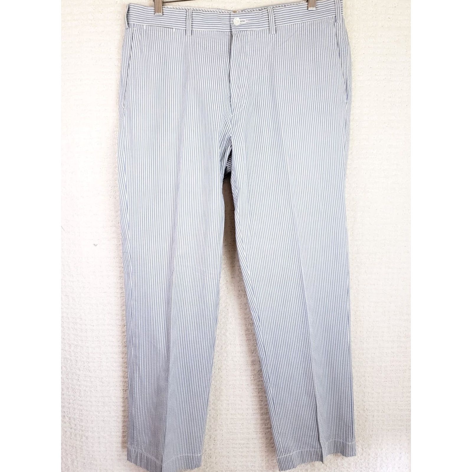 Polo Ralph Lauren Polo Ralph Lauren Seersucker Pants Blue & White Stretch Classoc Fit 36 Regular Men’s Chino 32 Inseam Flat Front Pockets Machine Washable Size US M / EU 48-50 / 2 - 2 Thumbnail