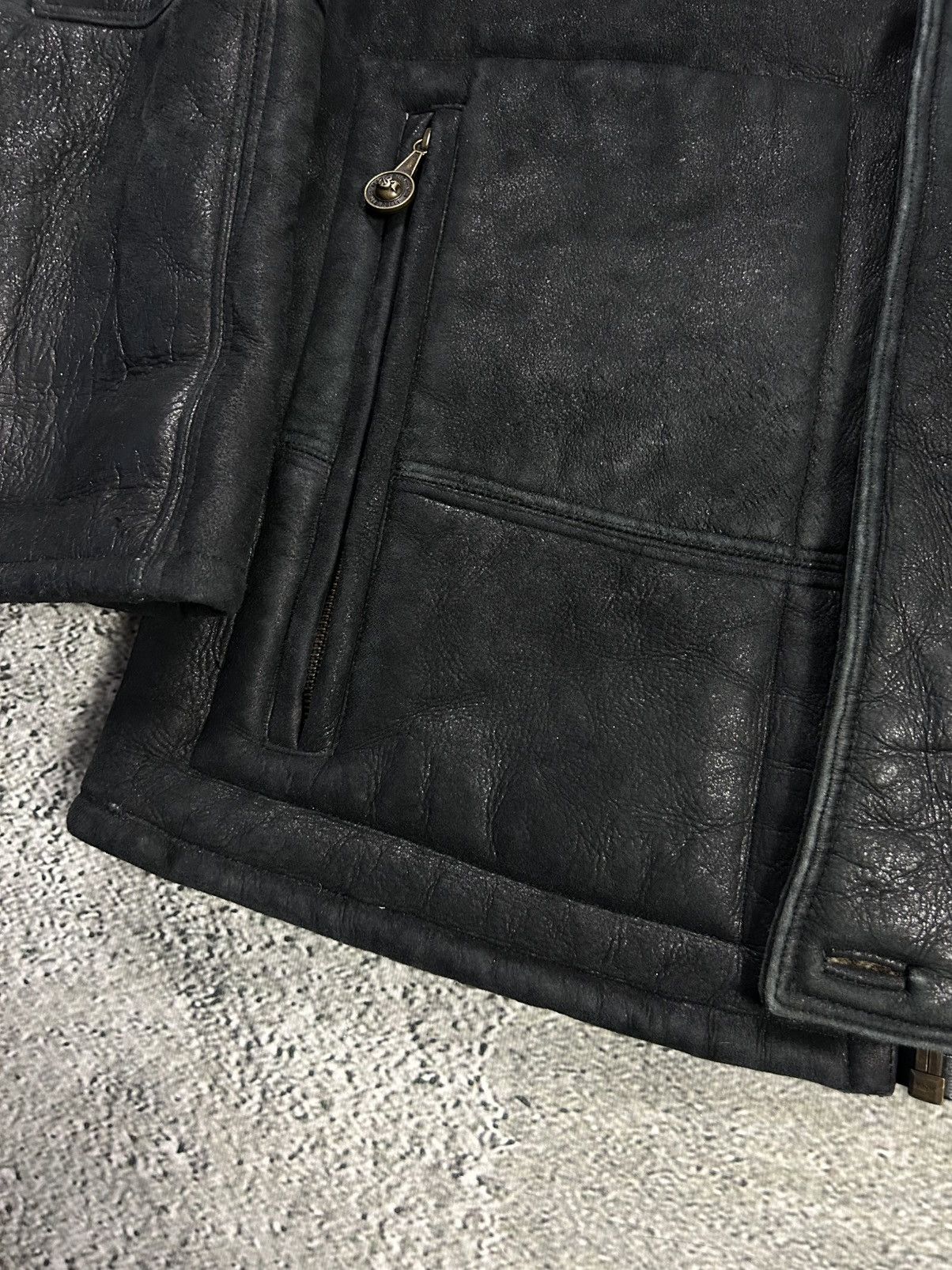 Marc Buchanan Pelle Pelle leather jacket sherpa fur black big logo 90s Size US XL / EU 56 / 4 - 5 Thumbnail