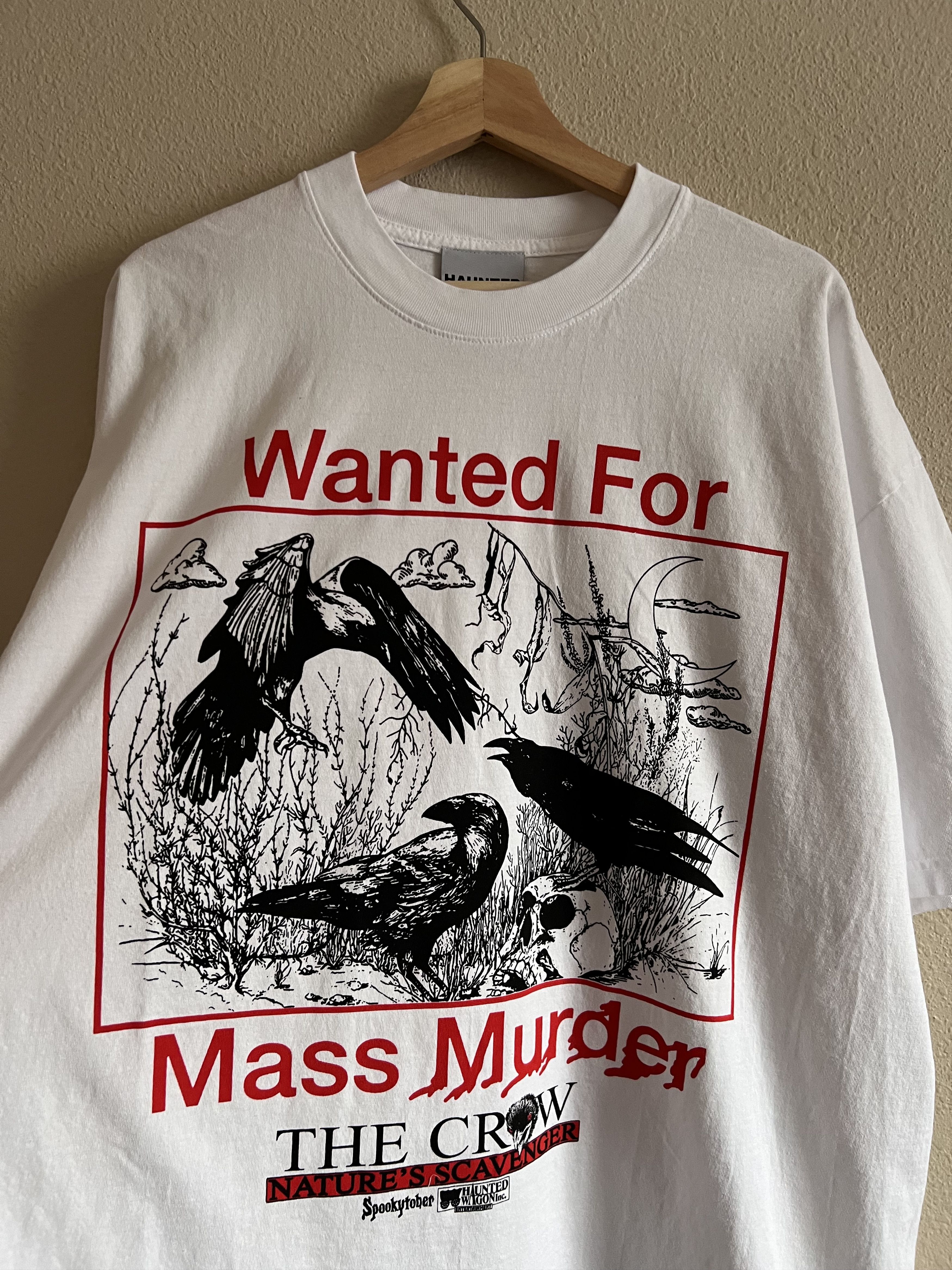 image of Online Ceramics Mass Murder Crow Tee In White, Men's (Size XL)