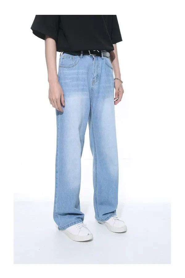 Japanese Brand Horiko x Kino Simple light blue straight loose washed jeans Size US 32 / EU 48 - 4 Thumbnail
