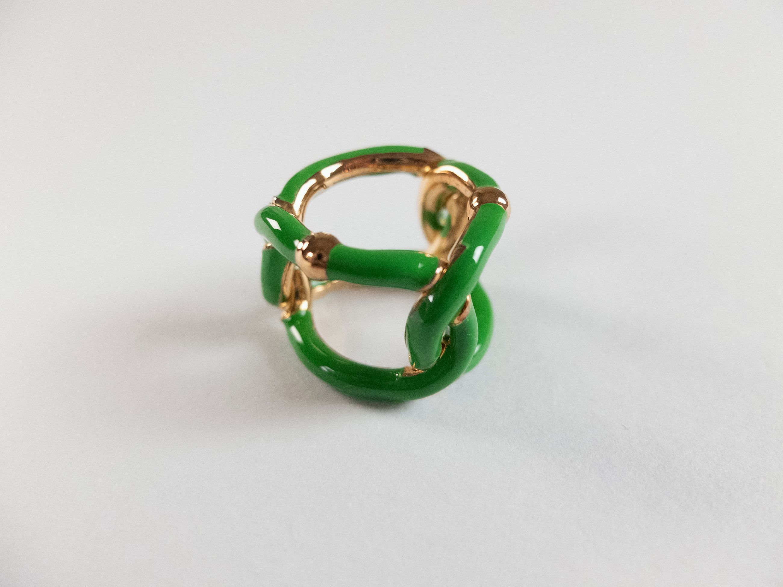 Bottega Veneta BOTTEGA VENETA Chains green gold plated silver ring 7 / 15 q Size ONE SIZE - 4 Thumbnail