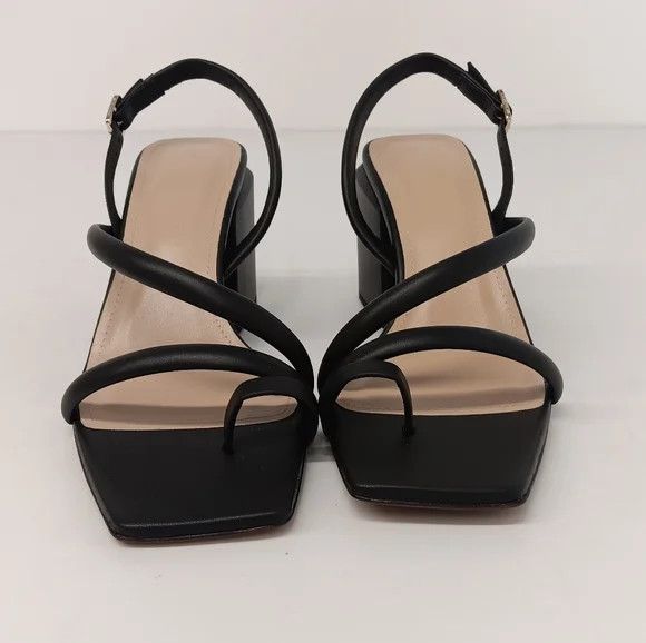 Lafayette 148 LAFAYETTE 148 Black Calfskin Leather Heeled City Sandals -38 Size US 8 / IT 38 - 5 Thumbnail