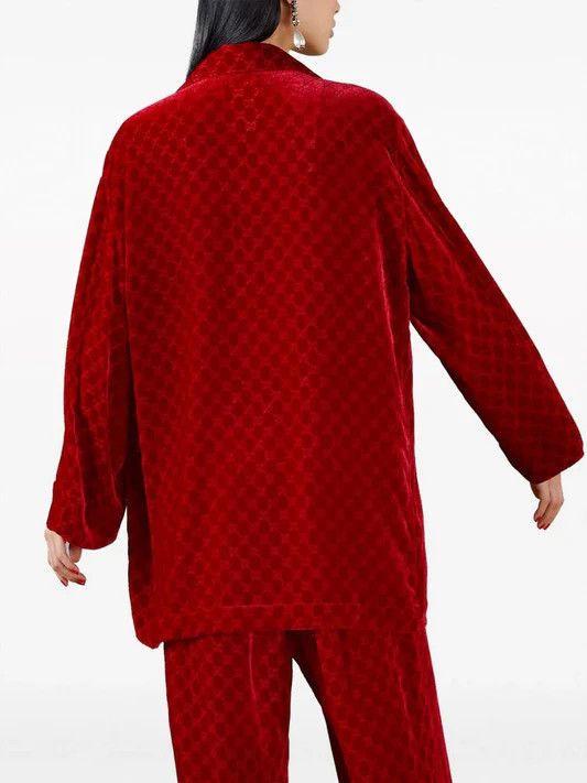 Gucci o1la5ras0526 GG Devoré Velvet Shirt in Red Size XS / US 0-2 / IT 36-38 - 5 Thumbnail